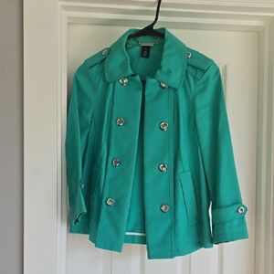 White House Black Market Turquoise Trench Coat